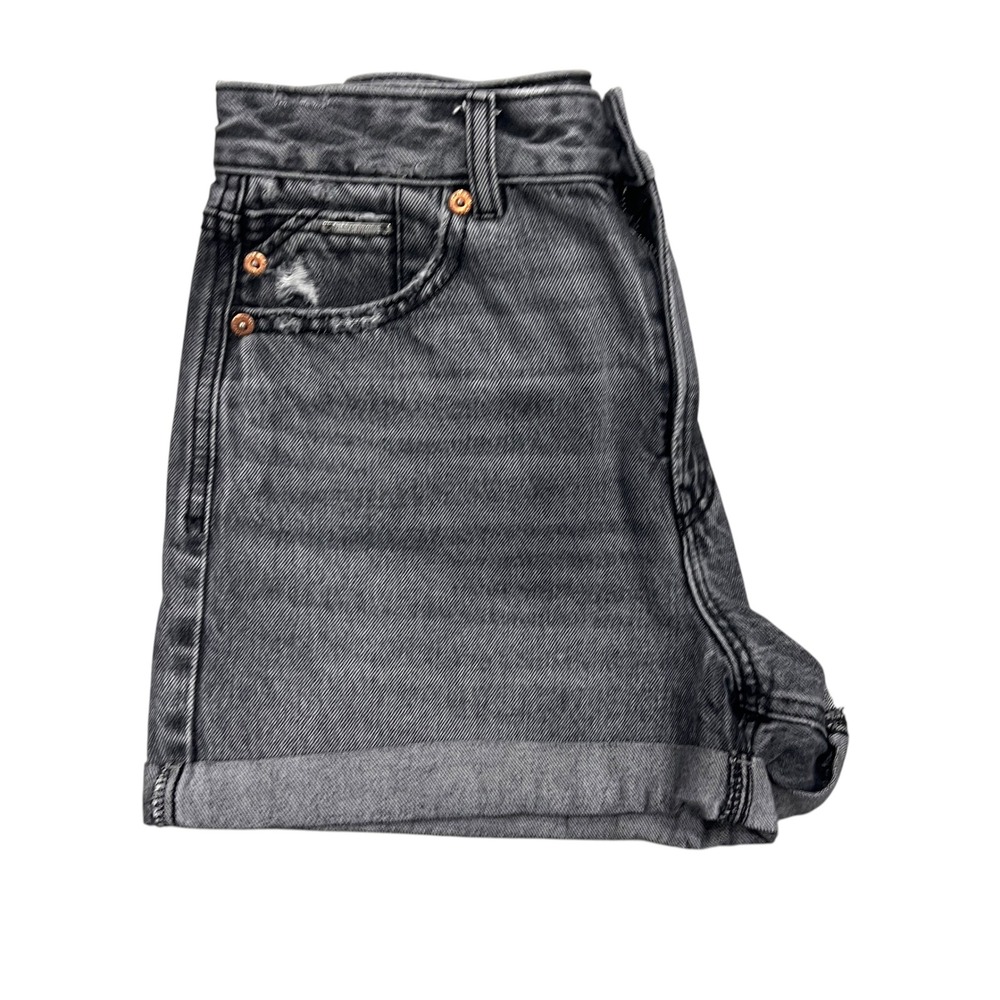 Stradivarius Women Gray High Waisted Distressed Cuffed Denim Shorts Size US 4 - Picture 2 of 7